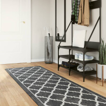 Berkfield Rug Washable Black and White 80x300 cm