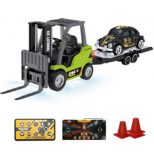 RC Forklift Toy 1/64 Scale Bright Green Mini Remote Control Forklift Alloy Engineering Model Car Gift for Kids 6+