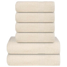Berkfield 6 Piece Towel Set "FROGN" Cream 360 gsm