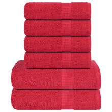Berkfield 6 Piece Towel Set "FROGN" Red 360 gsm