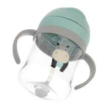 Toddler Straw Cup with Handles, Leak Proof and Spill Resistant, Durable Food Grade, Cute Cartoon Design for Kids