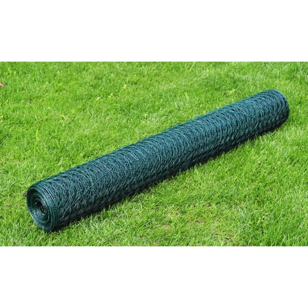 Berkfield Chicken Wire Fence With Pvc Coating 25X0.75 M Green 9087423046212