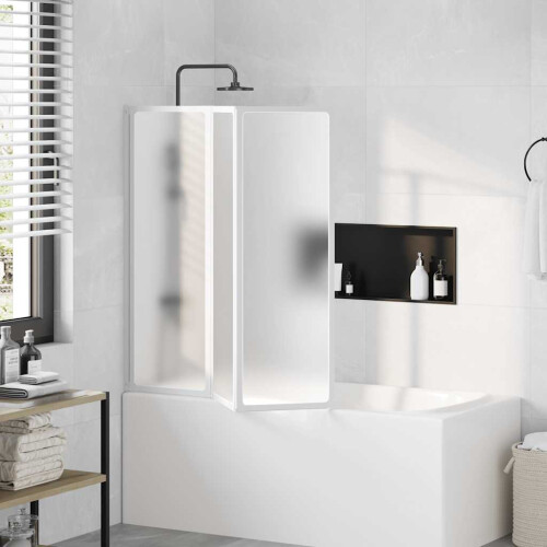 Shower Bath Screen Wall 117 x 120 cm 3 Panels Foldable