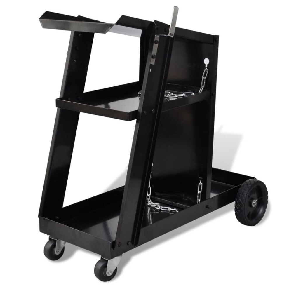 Welding Cart Black Trolley With 3 Shelves Workshop Organiser 4004803927522