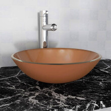 Berkfield Basin Tempered Glass 42 cm Brown