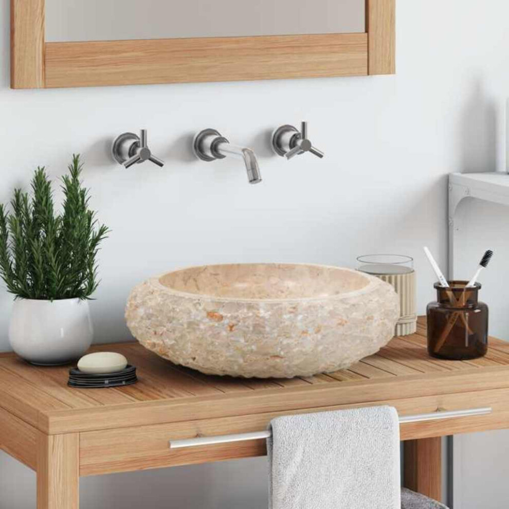 Berkfield Sink 40X12 Cm Marble Cream 6970275770196