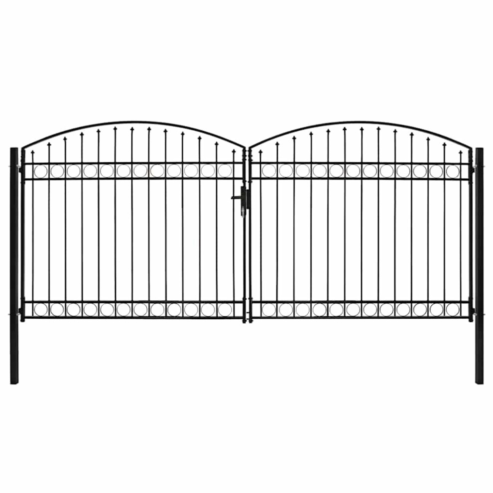 Berkfield Fence Gate Assen Double Door With Arched Top Steel 400X200 Cm 6250401537115