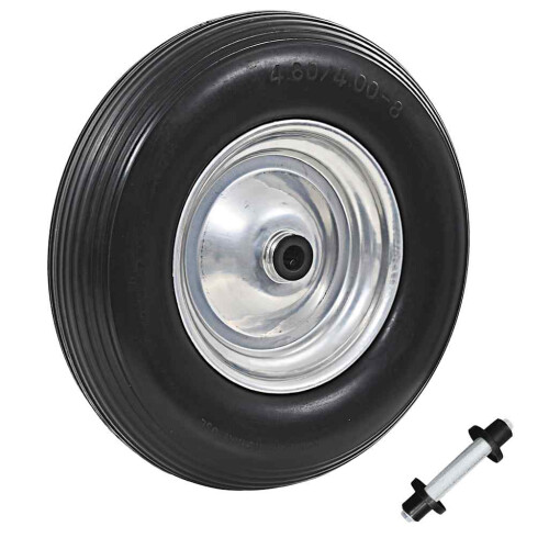 Berkfield Wheelbarrow Wheel with Axle Solid PU 4.00-8 390 mm