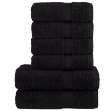 Berkfield 6 Piece Premium Towel Set SOLUND Black 600 gsm