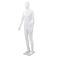 Berkfield Full Body Male Mannequin with Glass Base Glossy White 185 cm