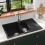 Berkfield Granite Kitchen Sink Double Basin Black 1