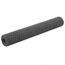 Berkfield Chicken Wire Fence Steel with PVC Coating 25x1 m Grey