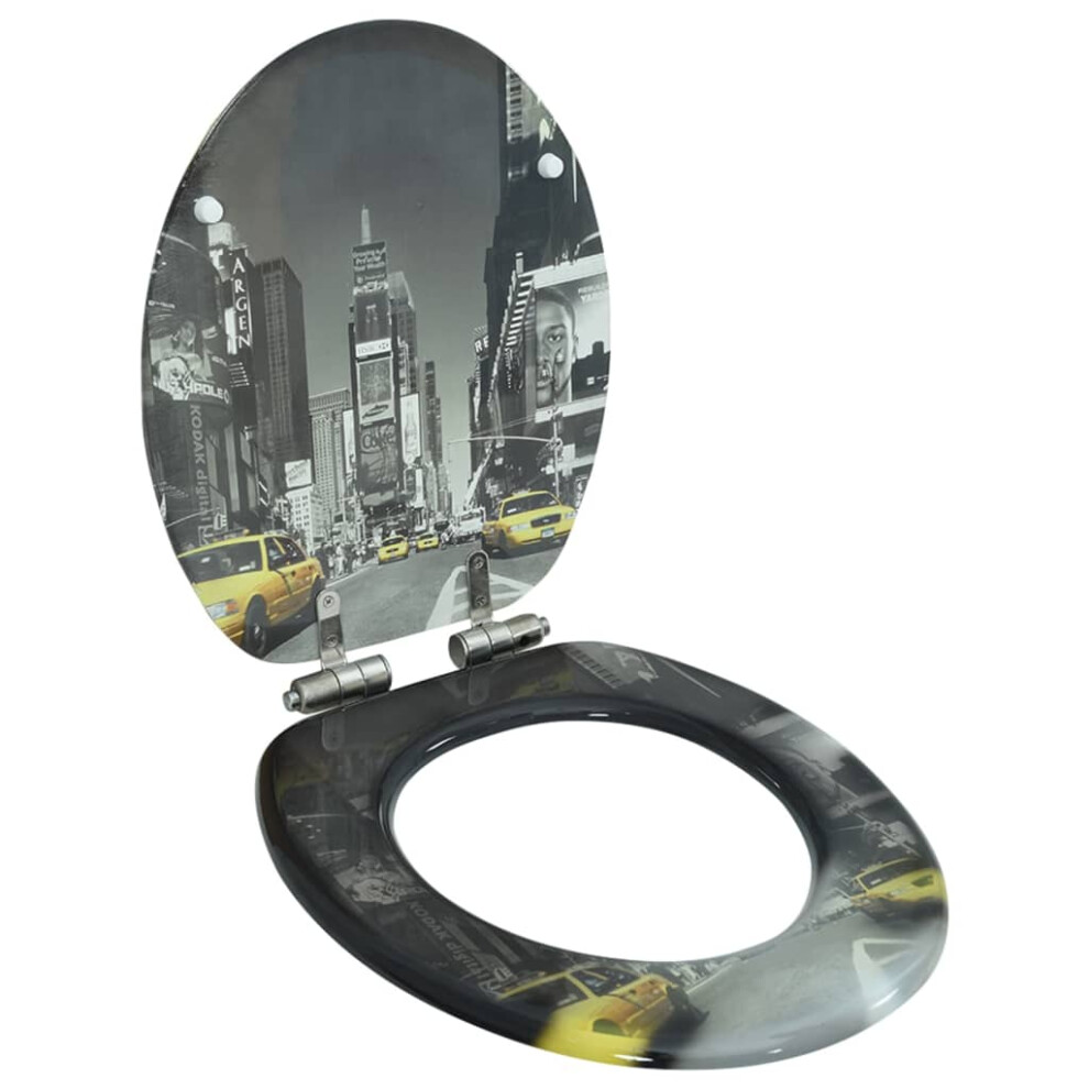 Berkfield Wc Toilet Seat With Soft Close Lid Mdf New York Design 8129332098874