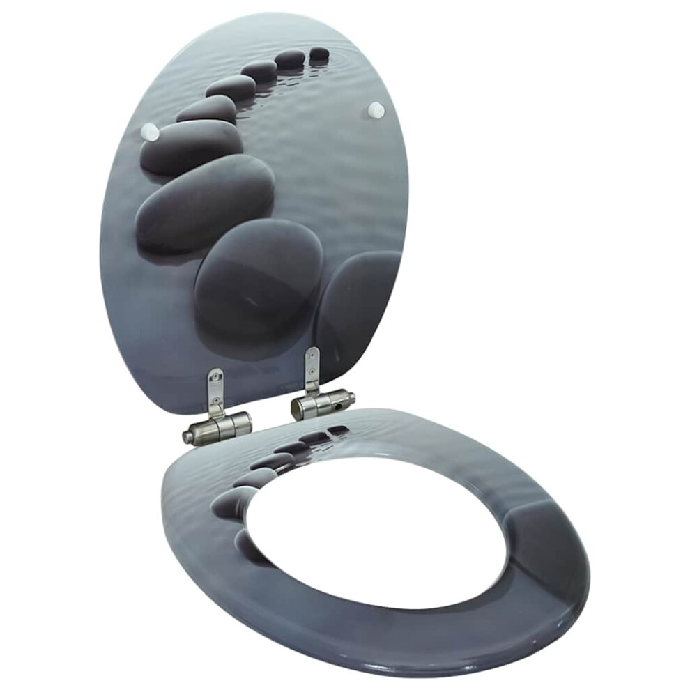 Berkfield Wc Toilet Seat With Soft Close Lid Mdf Stones Design 7004235620548