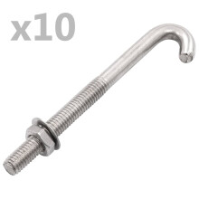 Berkfield Anchored J-Bolt w/Nut and Washer M8x100 mm 25 Sets