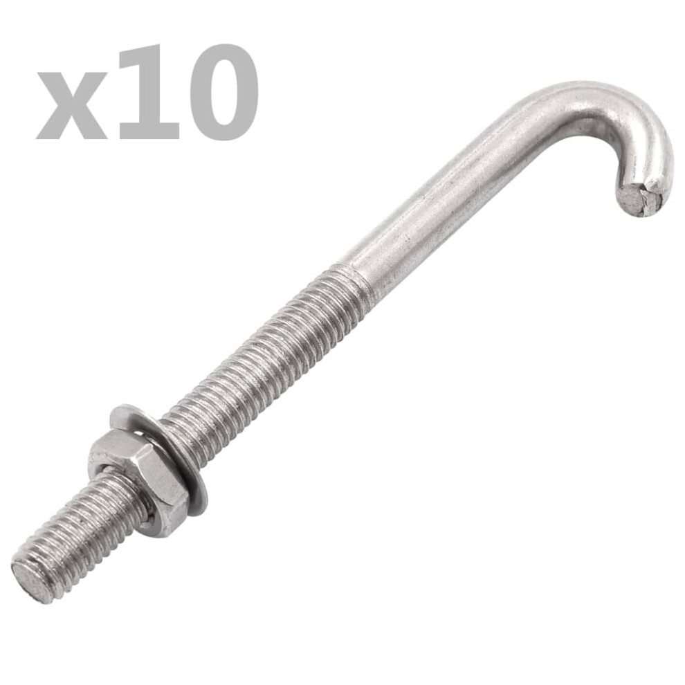 Berkfield Anchored J-Bolt W/Nut And Washer M8x100 Mm 25 Sets 8107608992521