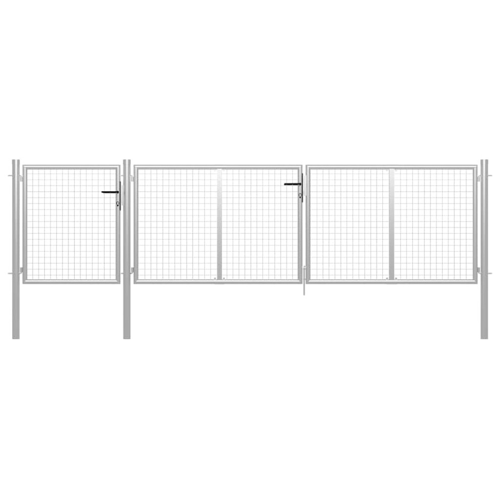 Berkfield Garden Gate Steel 400X100 Cm Silver 9459746111845