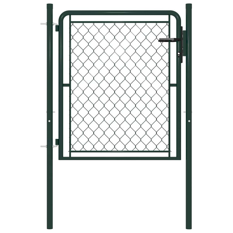Berkfield Garden Gate Steel 100X100 Cm Green 3147875495597