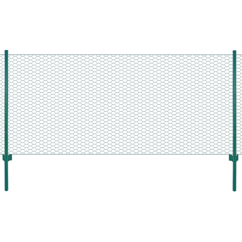 Berkfield Wire Mesh Fence with Posts Steel 25x0.5 m Green-image-OPC-PTFRSZH-NEW