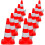 10 Reflective Traffic Cones Red and White 50 cm 1