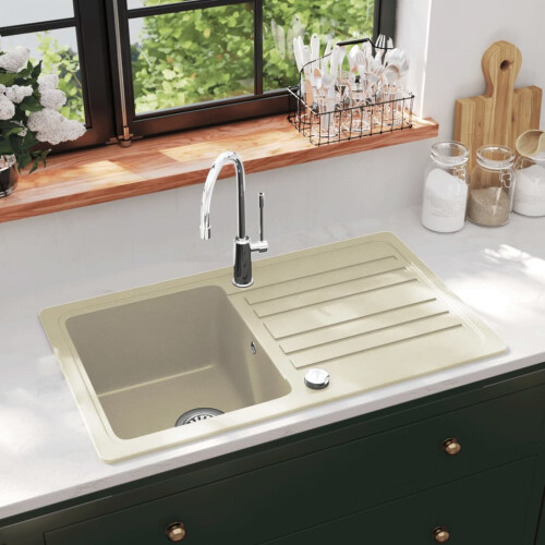 Berkfield Granite Kitchen Sink Single Basin Beige