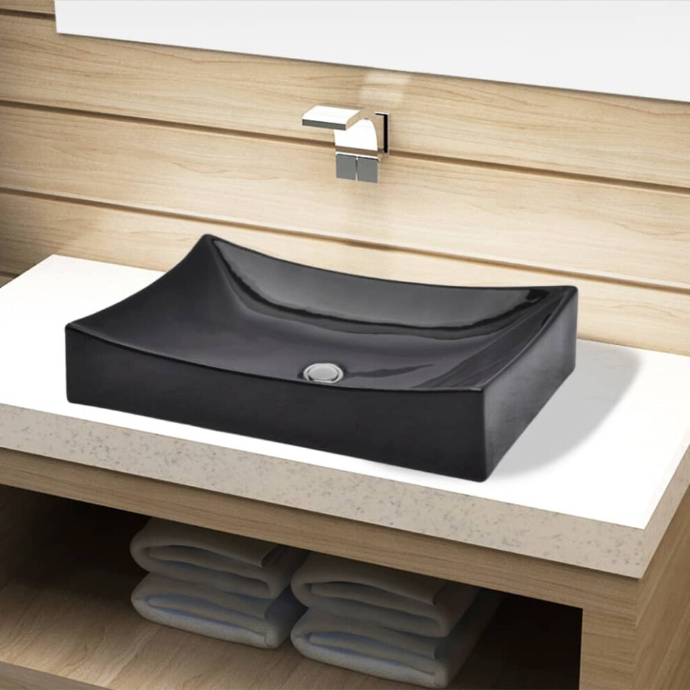 Ceramic Bathroom Sink Basin Black Rectangular 4661745240357