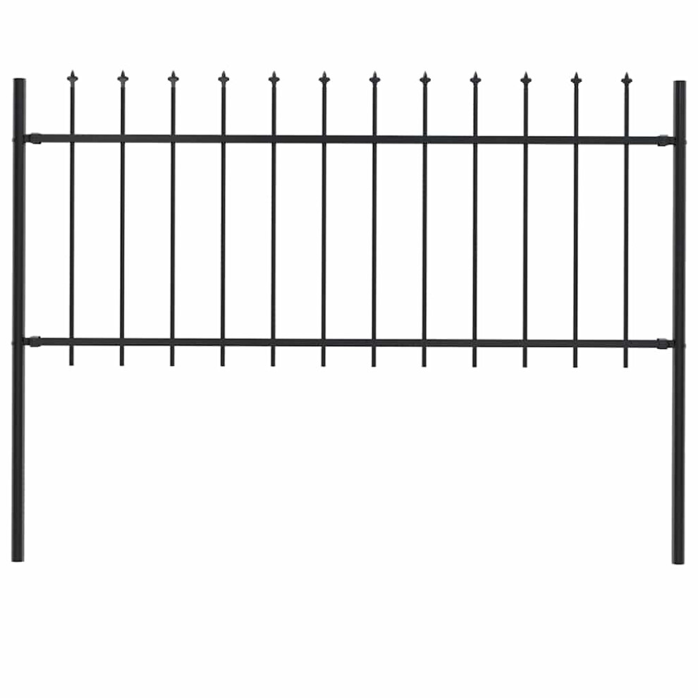 Berkfield Garden Fence Woerden With Spear Top Steel 181X80 Cm Black 8096898246110