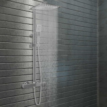 Berkfield Dual Head Shower Set with Thermostat Stainless Steel