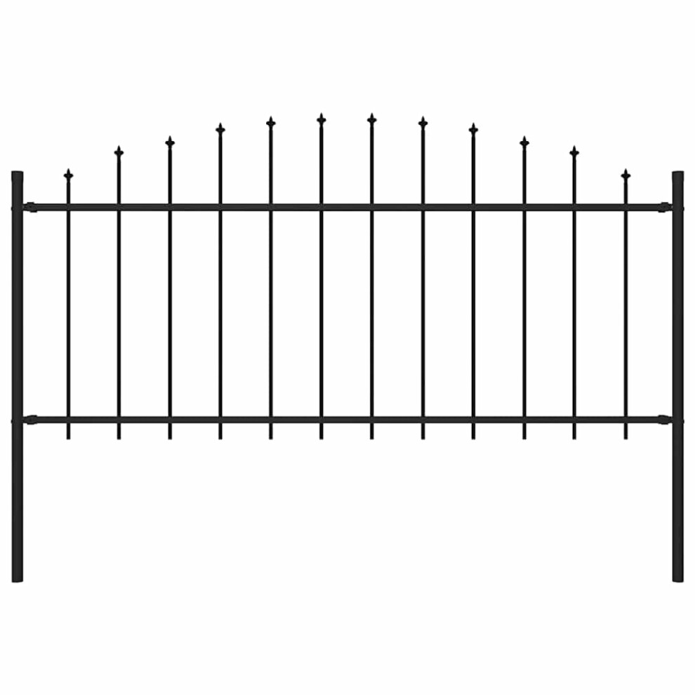 Berkfield Garden Fence Woerden With Spear Top Steel 170X75 Cm Black 3479646544563