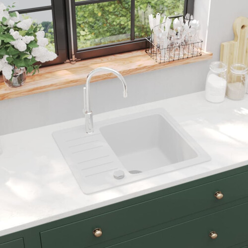 Berkfield Granite Kitchen Sink Single Basin White