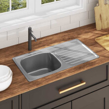 Berkfield Kitchen Sink with Strainer and Trap Stainless Steel