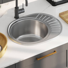 Berkfield Kitchen Sink with Strainer and Trap Oval Stainless Steel