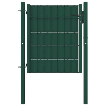 Berkfield Fence Gate PVC and Steel 100x100 cm Green