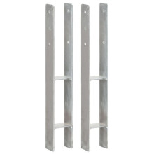 Berkfield Fence Anchors 2 pcs Silver 8x6x60 cm Galvanised Steel