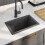 Berkfield Handmade Kitchen Sink Black Stainless Steel 1