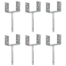 Berkfield Fence Anchors 6 pcs Silver 14x6x30 cm Galvanised Steel
