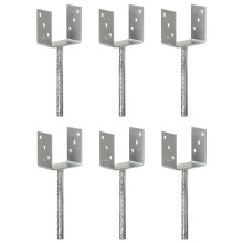 Berkfield Fence Anchors 6 pcs Silver 10x6x30 cm Galvanised Steel