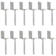 Berkfield Fence Anchors 12 pcs Silver 8x6x30 cm Galvanised Steel