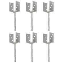 Berkfield Fence Anchors 6 pcs Silver 8x6x30 cm Galvanised Steel