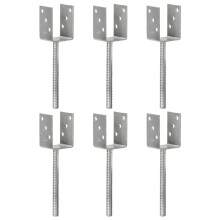 Berkfield Fence Anchors 6 pcs Silver 7x6x30 cm Galvanised Steel