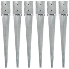 Berkfield Ground Spikes 6 pcs Silver 10x10x76 cm Galvanised Steel