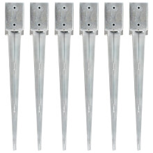 Berkfield Ground Spikes 6 pcs Silver 9x9x75 cm Galvanised Steel