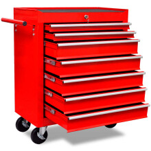 Berkfield Workshop Tool Trolley 7 Drawers Red