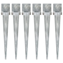 Berkfield Ground Spikes 6 pcs Silver 14x14x91 cm Galvanised Steel