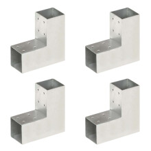 Berkfield Post Connectors 4 pcs L Shape Galvanised Metal 71x71 mm