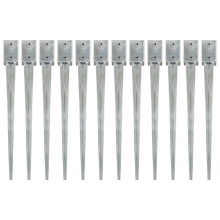 Berkfield Ground Spikes 12 pcs Silver 9x9x90 cm Galvanised Steel