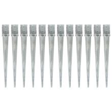 Berkfield Ground Spikes 12 pcs Silver 10x10x91 cm Galvanised Steel