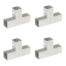 Berkfield Post Connectors 4 pcs T Shape Galvanised Metal 71x71 mm