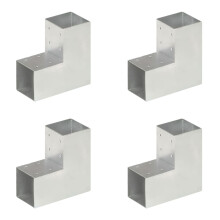 Berkfield Post Connectors 4 pcs L Shape Galvanised Metal 91x91 mm