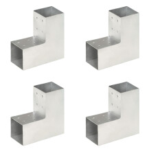 Berkfield Post Connectors 4 pcs L Shape Galvanised Metal 81x81 mm